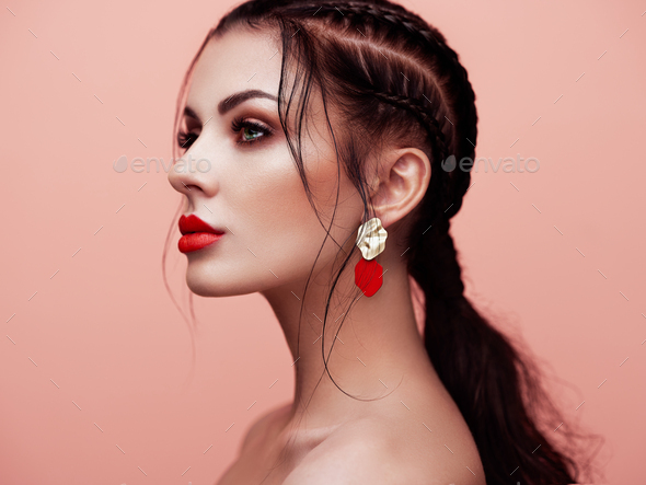 Portrait beautiful woman with jewelry - Stock Photo - Images