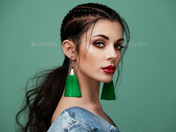 Portrait beautiful woman with jewelry - Stock Photo - Images