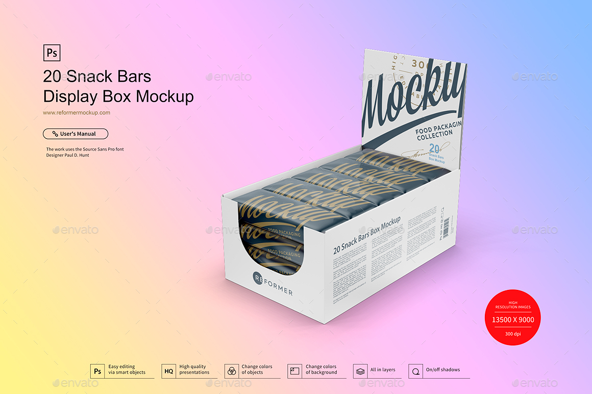 Download 20 Snack Bars Display Box Mockup by _Reformer_ | GraphicRiver