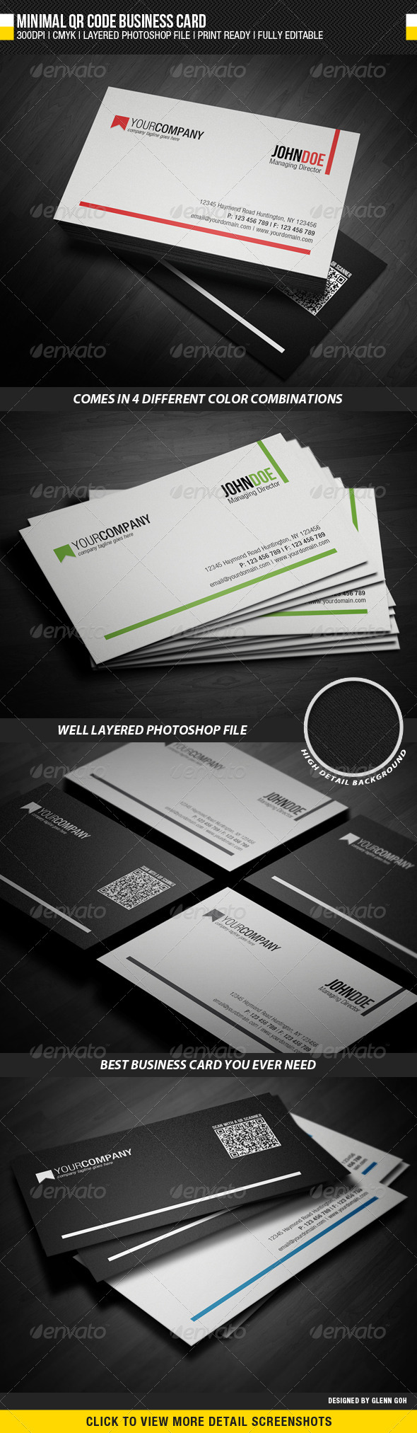 Minimal QR Code Business Card - Corporate Business Cards