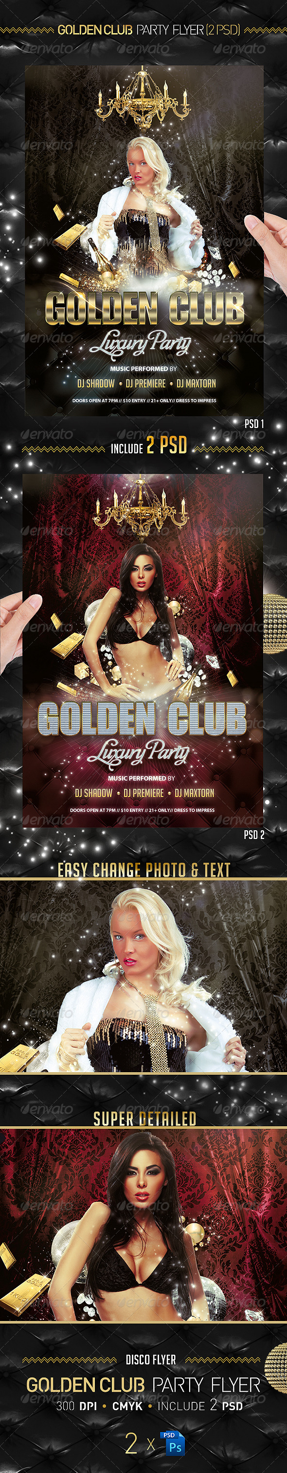 Golden Club Party Flyer Template - Clubs & Parties Events