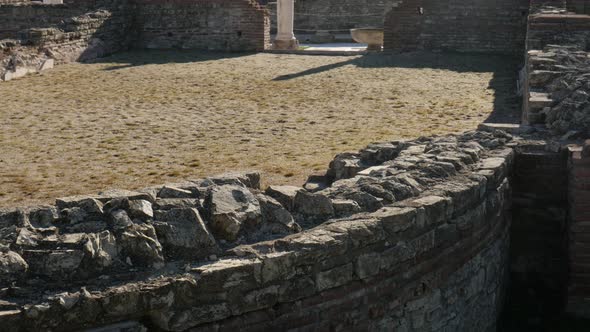 GAMZIGRAD, SERBIA - DECEMBER 25, 2017 Felix Romuliana palace stairs  built by Roman Emperor Galerius alt