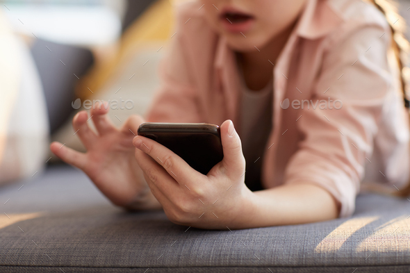 Little Kid Using Smartphone - Stock Photo - Images