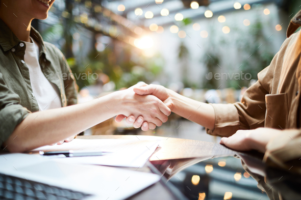 Concluding deal in cafe - Stock Photo - Images