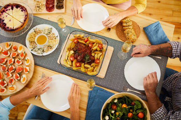 Tasty dinner for friends - Stock Photo - Images