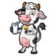 Cow Cartoon Character Holding a Glass of Milk by rubynurbaidi ...