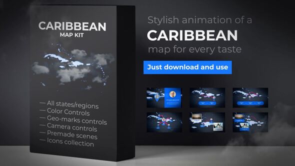 Map of Caribbean - VideoHive 24374539