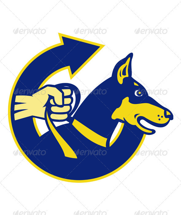 Security Dog on a Leash with a Fist