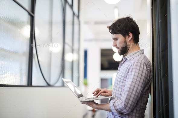 Man focused on online data - Stock Photo - Images
