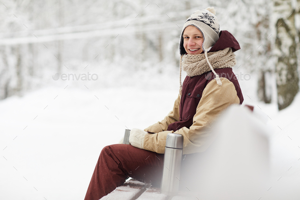 Man in Winter park - Stock Photo - Images