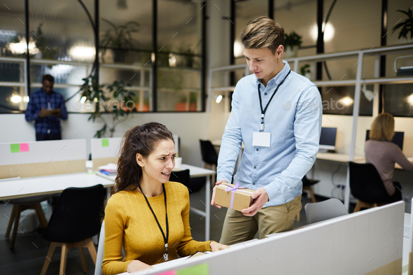 Unexpected surprise from colleague - Stock Photo - Images