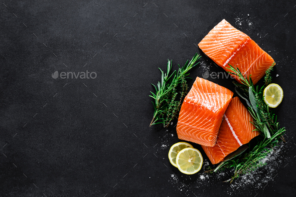 Salmon. Fresh raw salmon fish fillet - Stock Photo - Images