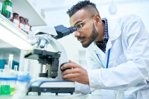 Scientist Using Microscope in Laboratory - Stock Photo - Images