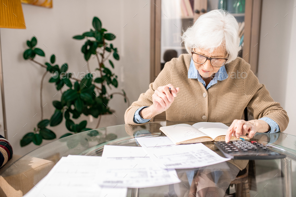 Senior Woman Bookkeeping - Stock Photo - Images