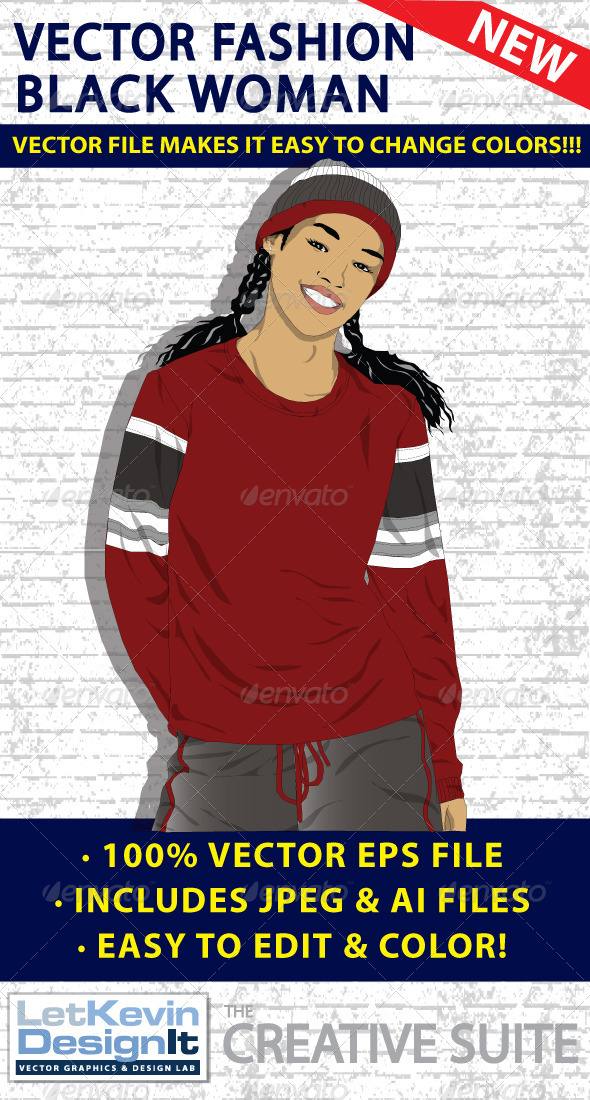 Black Woman Vector - Fashion - People Characters