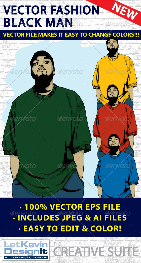 Black Man Vector - Fashion - People Characters