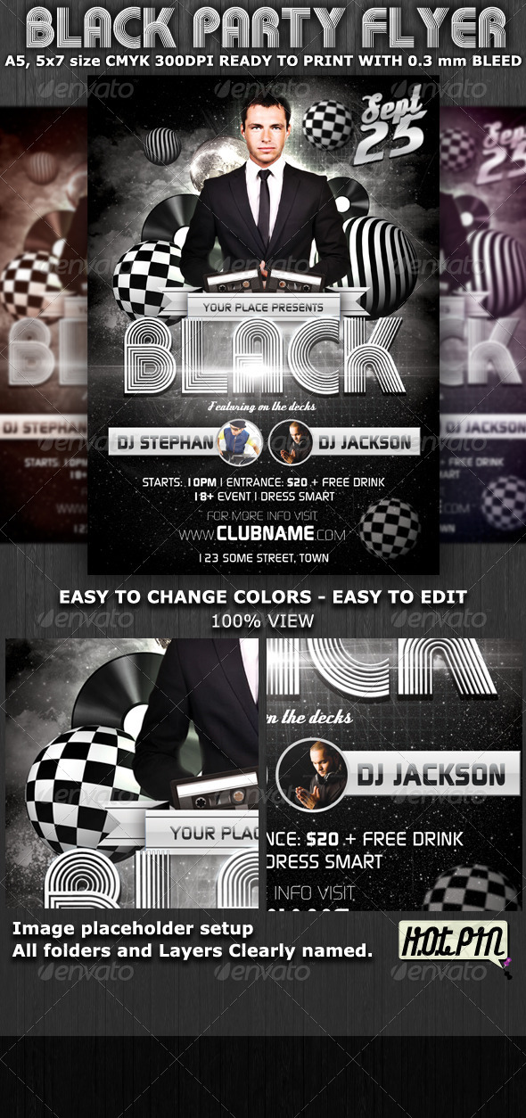 Black Party-Club Flyer Template - Flyers Print Templates