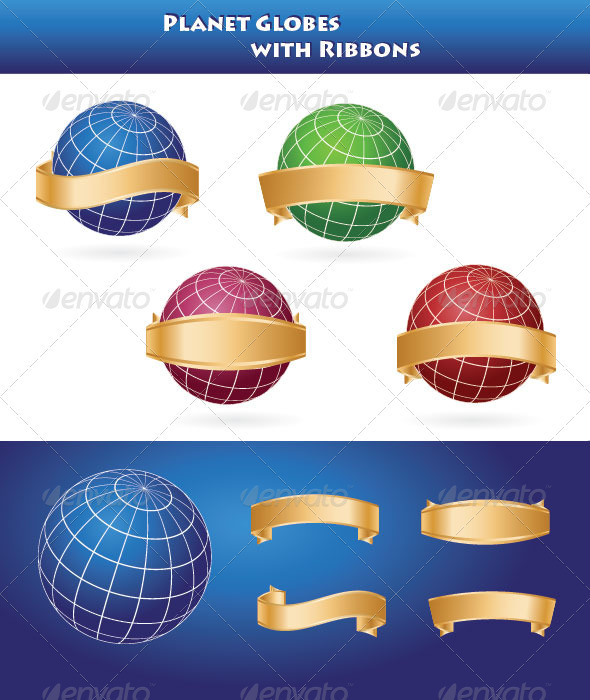 Planet Globes with Ribbons