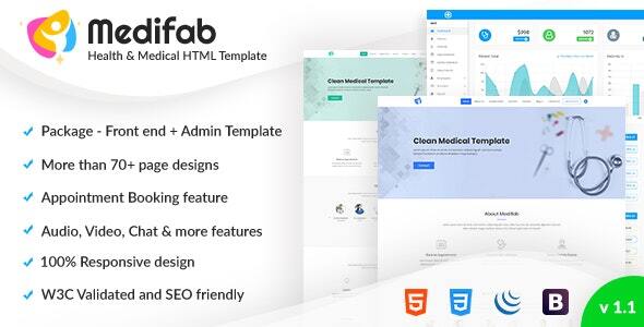 Medifab - Clinic, Medical, Hospital Template (Front end + Admin Panel)