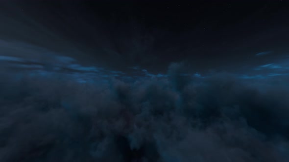 Flying above the Cinematic Night Clouds