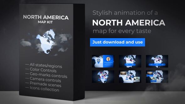 Map of North - VideoHive 24420194