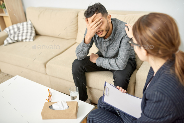Despaired Patient Undergoing Therapy - Stock Photo - Images