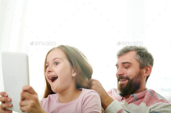 Taking Funny Selfie with Dad - Stock Photo - Images