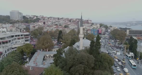 Istanbul Besiktas Seaside Sinan Pasa Mosque Aerial View 2 alt