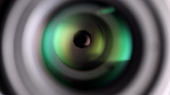 Closeup of Lens Opening and Closing Diaphragm