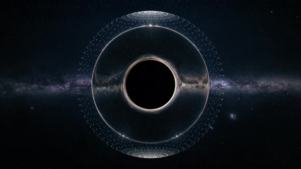 Black Hole expanding and vibrating with HUD detecting interface. Black ...