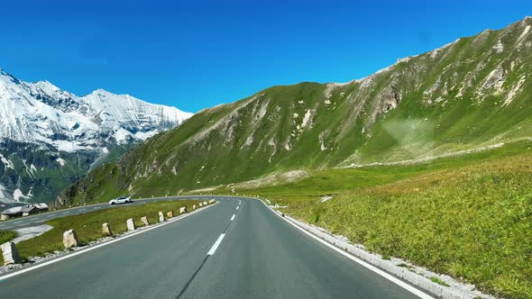 Road Across Beautiful Grossglockner National Park in Summer Season alt