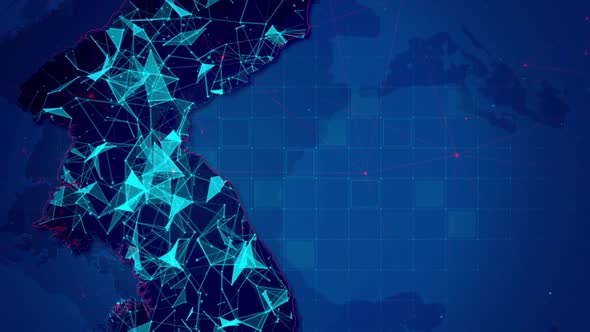 Abstract Plexus Network In Korea Map alt