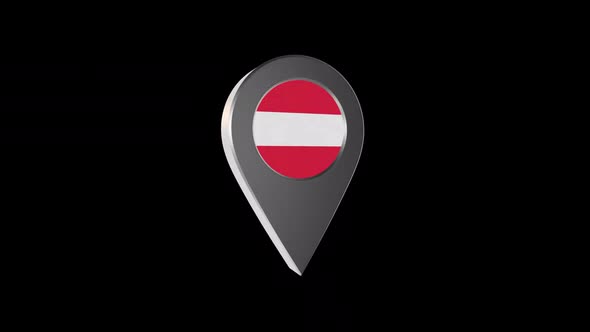 3d Animation Map Navigation Pointer With Austria Flag With Alpha Channel - 2K alt