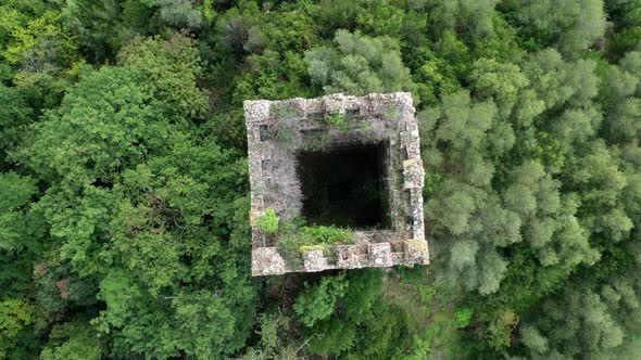 Aerial View an Abandoned Castle Castello Di Ripafratta in Tuscany Italy alt