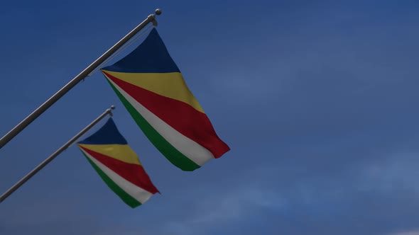 Seychelles Flags In The Blue Sky - 2K
