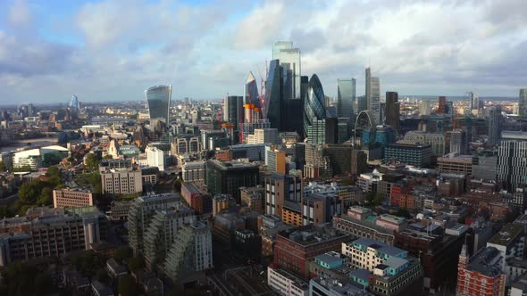 Aerial Panoramic Scene of the City Square Mile Financial District of London alt