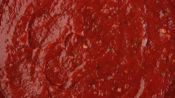 tomato sauce napoletana top view rotation. tradition Italian tomatoes sauce alt