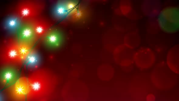 nimated Colorful Christmas Lights. Merry Christmas Happy New Year Holiday Greeting Card. Xmas alt