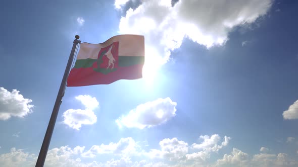 Lublin City Flag (Poland) on a Flagpole V4 - 4K