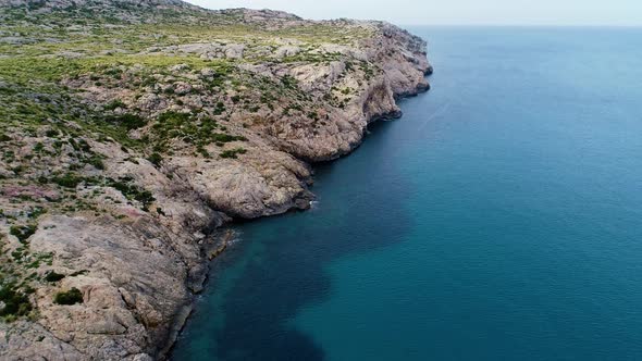 Flight Over Beautiful Seashore at Mallorca