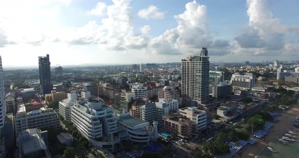 Aerial shot of Pattaya City in the morning