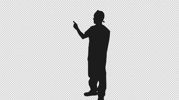 Silhouette of Man Standing and Using Virtual Display, Alpha Channel