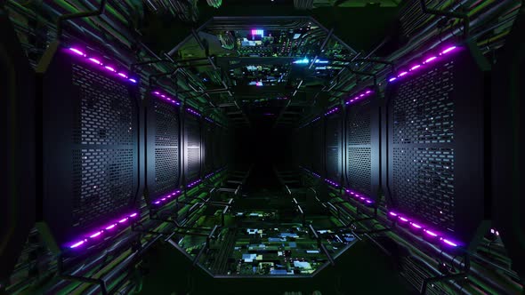 Inside Digital Wiring Network Tunnel Sci Fi 02 4K