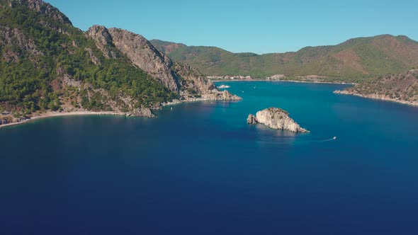 Panoramic Aerial View on the Aegean Sea in Icmeler Near Marmaris Turkey alt