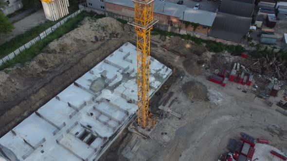 Crane and Building Construction Site