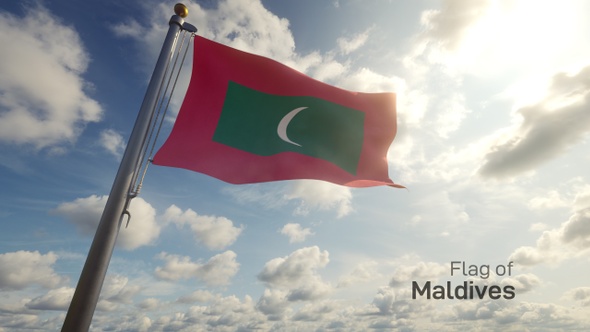 Maldives Flag on a Flagpole alt