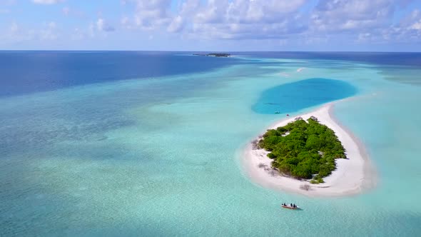 Aerial view tourism of coast beach by blue lagoon and sand background alt