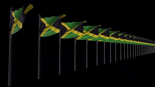 Row Of Jamaica Flags With Alpha 2K alt