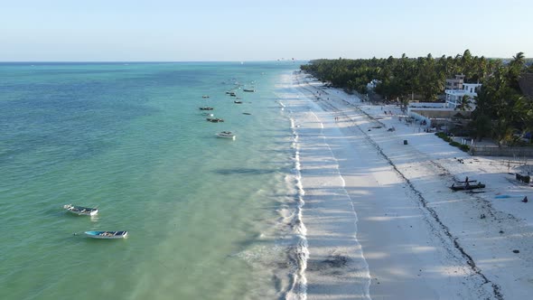 Boats in the Ocean Near the Coast of Zanzibar Tanzania Slow Motion alt