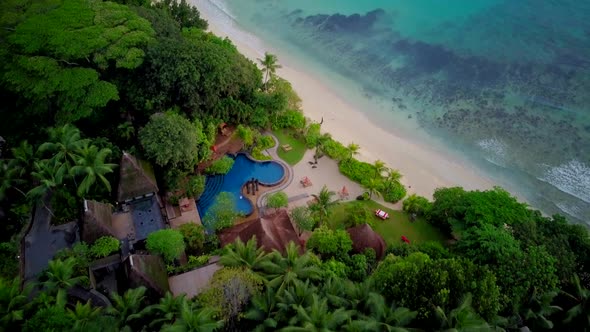 Beach at Seychelles aerial view